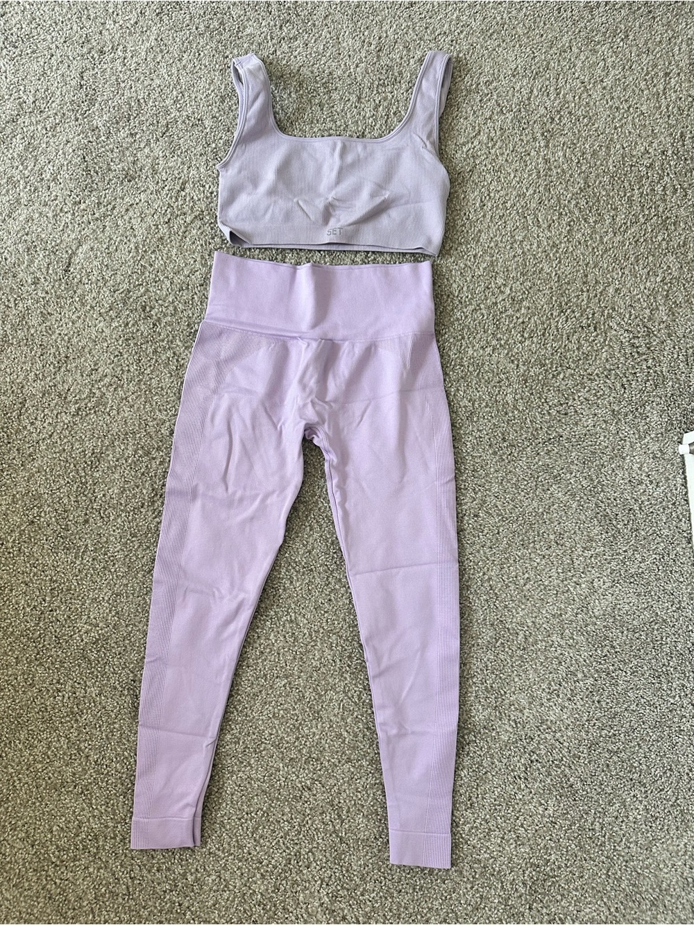 Set Active High-Waist Lilac Leggings & Crop Top Set